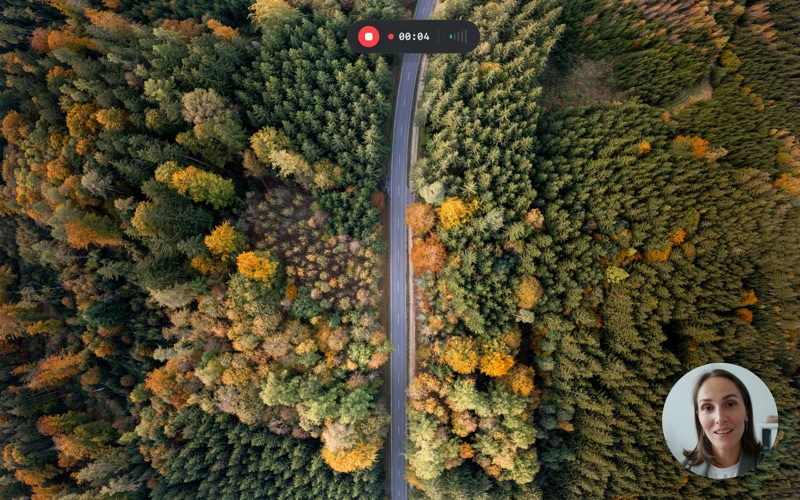 Castly recording controls with screen, webcam, and audio options on macOS